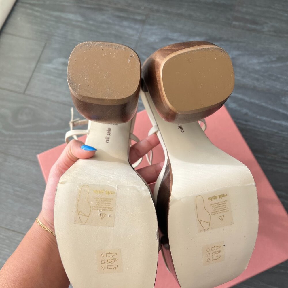 Cult Gaia Chiara Off White Leather/Wood Platform Sandal Sz EU 40/US 10 - Picture 6 of 6